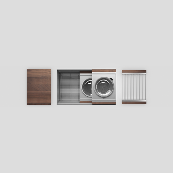 Julien - Smartstation Undermount Single-Bowl Workstation Kitchen Sink with Walnut Accessories, 30x18x10