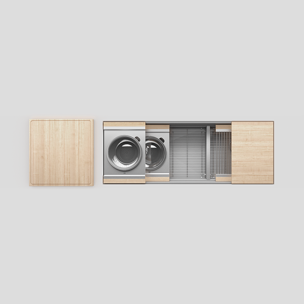 Julien - Smartstation Undermount Double-Bowl Workstation Kitchen Sink with Maple Accessories, L30x17x10 R18x 17x10
