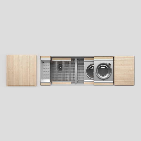 Julien - Smartstation Undermount Double-Bowl Workstation Kitchen Sink with Maple Accessories, L21x17x10 R36x17x 10