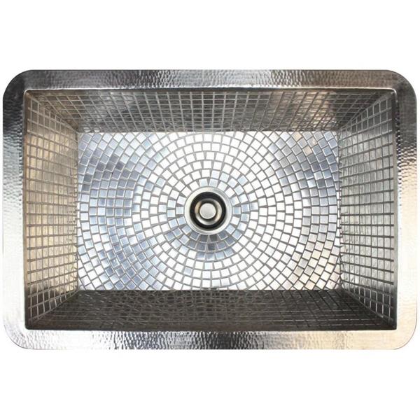 Linkasink - Drop-In Kitchen Sink Satin Nickel W/ Stainless Steel Mosaic Tile Interior