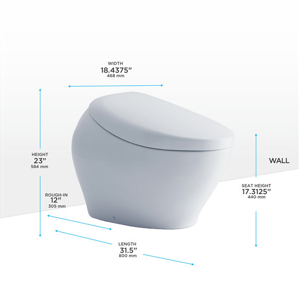 Toto - Neorest Nx2 Dual Flush 1.0 Or 0.8 Gpf Toilet With Integrated Bidet Seat And Ewater+ And Actilight, Cotton White