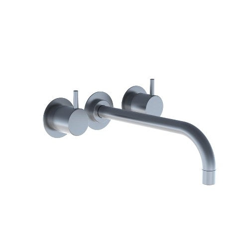 Vola - 1521 Two-Handle Wall-Mounted Basin Mixer, 9 Inch Spout in Center and Rosette Trim kit - 1.2 gpm