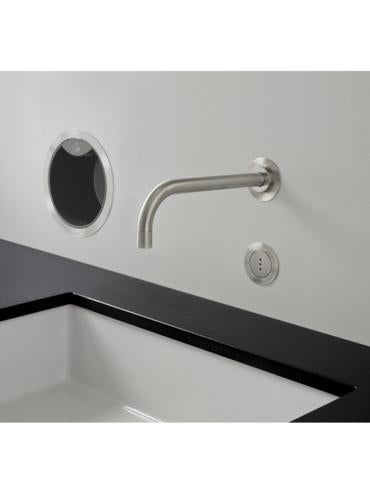 Vola - 4321 Electronic Vertical Wall-Mounted Basin Set W/Temperature Control, 9 Inch Spout