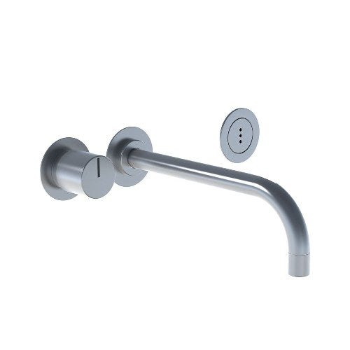 Vola - 4921 Electronic Wall-Mounted Basin Set with Temperature Control, 9 Inch Spout