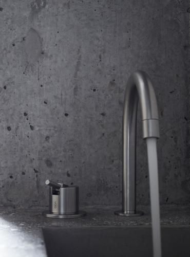 Vola - 590G Two-Hole Mixer, 9 Inch Spout And Rosette Trim