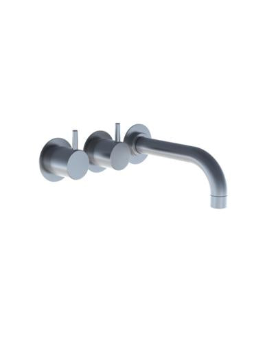 Vola - 611C Two-Handle Mixer, 6 Inch High-Flow Spout to Right and Rosette Trim kit