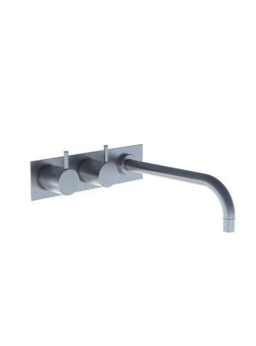 Vola - 623K Two-Handle Wall-Mounted Basin Set with 9 Inch Spout and Plate Trim kit