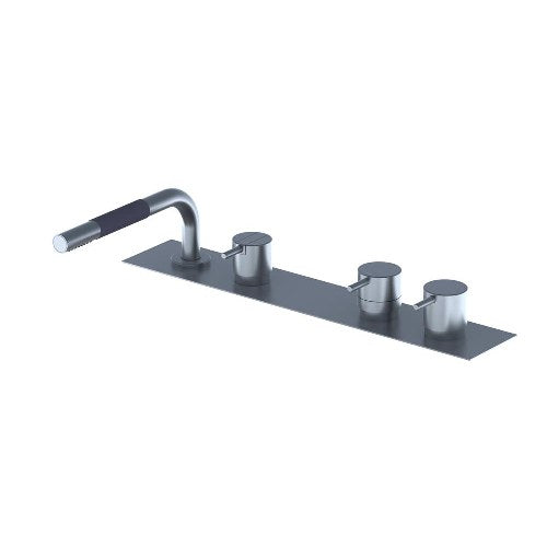 Vola - Pre-Assembled Two-Handle Thermo Tub Mixer For Remote Spout & 1-Handle Mixer W/Handspray