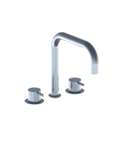 Vola - Sc6 Two-Handle Tub Mixer With Double Swivel Spout With Rosette Trim