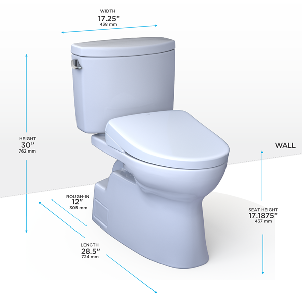 Toto - Washlet+ Vespin II Two-Piece Elongated 1.28 Gpf Toilet And Washlet+ S7A Contemporary Bidet Seat, Cotton White