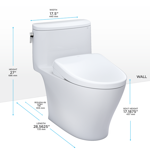 Toto - Washlet+ Nexus 1G One-Piece Elongated 1.0 Gpf Toilet With Auto Flush S7 Contemporary Bidet Seat, Cotton White