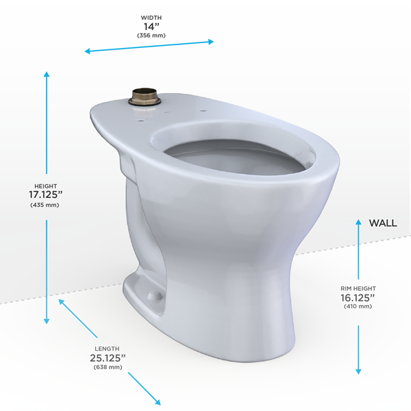 Toto - Tornado Flush Commercial Flushometer Floor-Mounted Toilet, Elongated, Cotton White