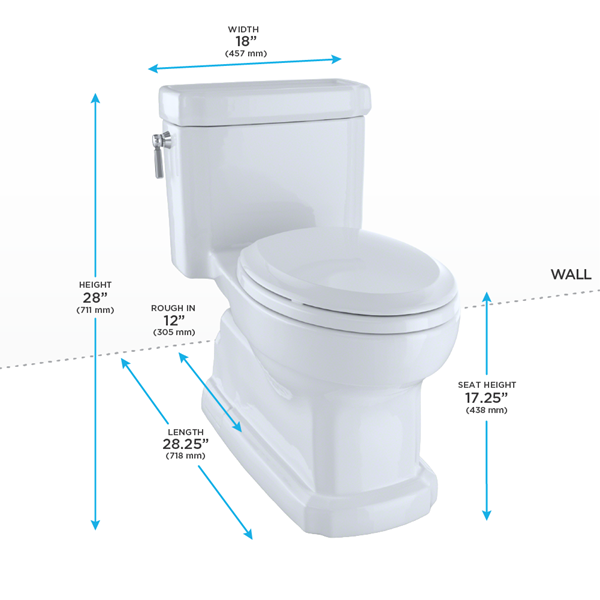 Toto - Eco Guinevere Elongated 1.28 Gpf Skirted Toilet With Softclose Seat, Ebony