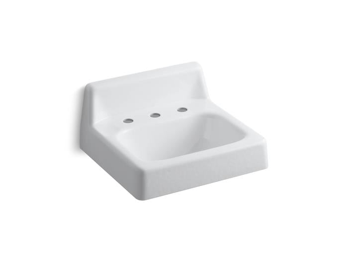 Kohler - Hudson 20 X 18 Inch Wall-Mount Bathroom Sink With Widespread Faucet Holes And Lugs For Chair Carrier