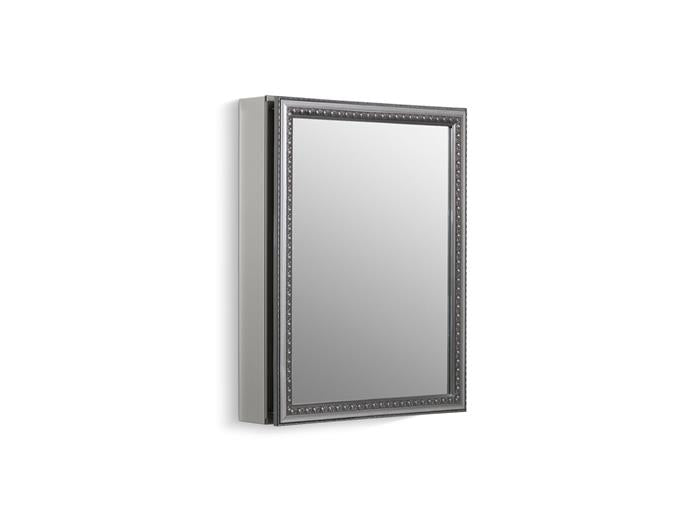 Kohler - 20 W X 26 Inch H Aluminum Single-Door Medicine Cabinet With Decorative Silver Framed Mirrored Door