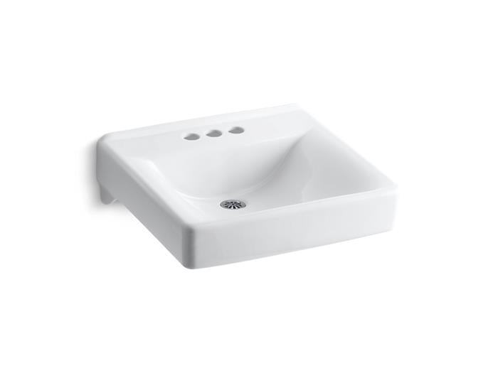 Kohler - Soho 20 X 18 Inch Wall-Mount/Concealed Arm Carrier Arm Bathroom Sink With 4" Centerset Faucet Holes, No Overflow