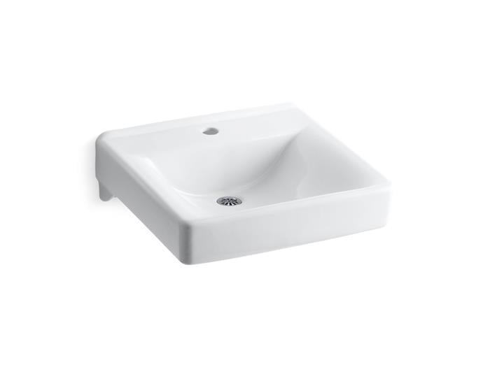 Kohler - Soho 20 X 18 Inch Wall-Mount/Concealed Arm Carrier Bathroom Sink With Single Faucet Hole