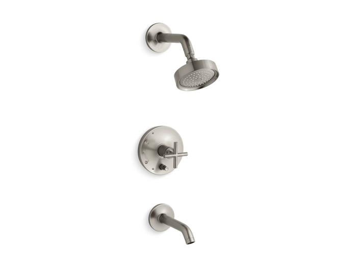 Kohler - Purist Rite-Temp Bath And Shower Trim Kit With Push-Button Diverter And Cross Handle, 2.5 Gpm