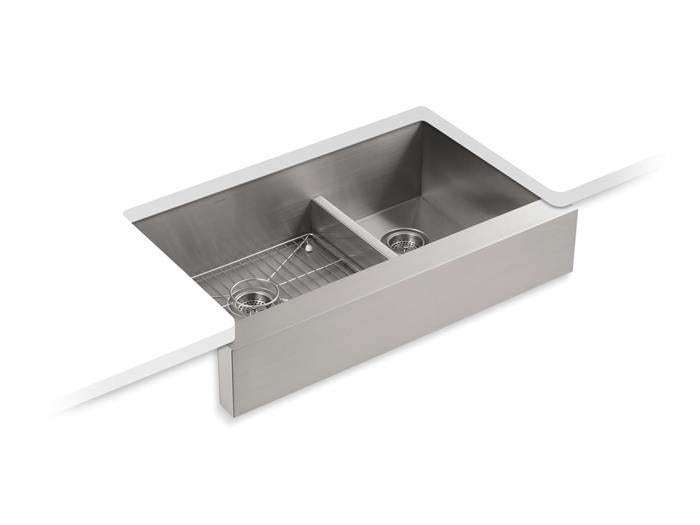 Kohler - Vault 36 Inch Undermount Double-Bowl Farmhouse Kitchen Sink With Short Apron