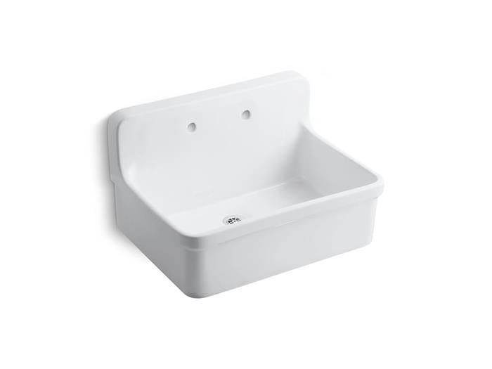 Kohler - Gilford 30 X 22 Inch Bracket-Mount Scrub-Up/Plaster Sink With 8 Inch Widespread Faucet Holes