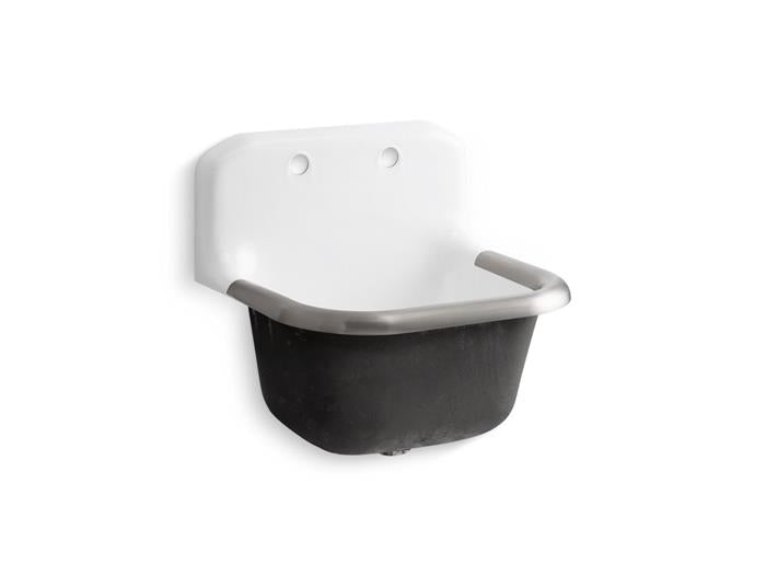 Kohler - Bannon 24 X 20-1/4 Inch Wall-Mount Or P-Trap Mount Service Sink With Rim Guard And Back Drilled On 8" Centers