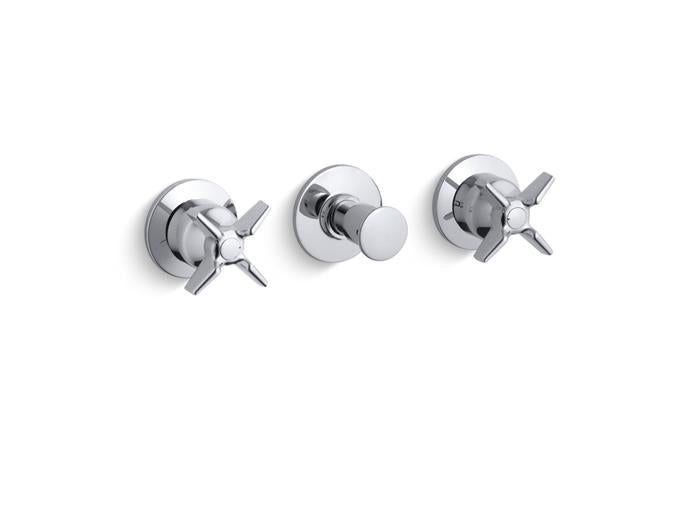 Kohler - Triton 3Wall-Mount Valve Trim With Push Button Diverter And Cross Handles, Requires Valve