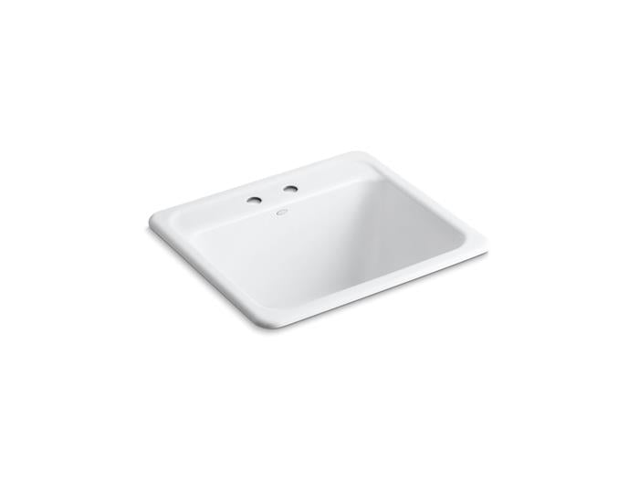 Kohler - Glen Falls 25 Inch Top-/Undermount Single-Bowl Laundry Sink - 2 Holes