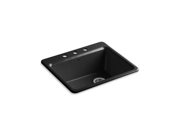 Kohler - Riverby 25 Inch Top-Mount Single-Bowl Kitchen Sink - 3-Hole