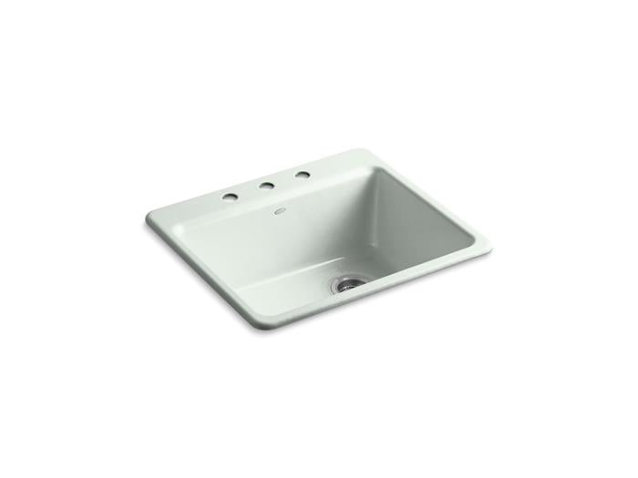 Kohler - Riverby 25 Inch Top-Mount Single-Bowl Kitchen Sink - 3-Hole