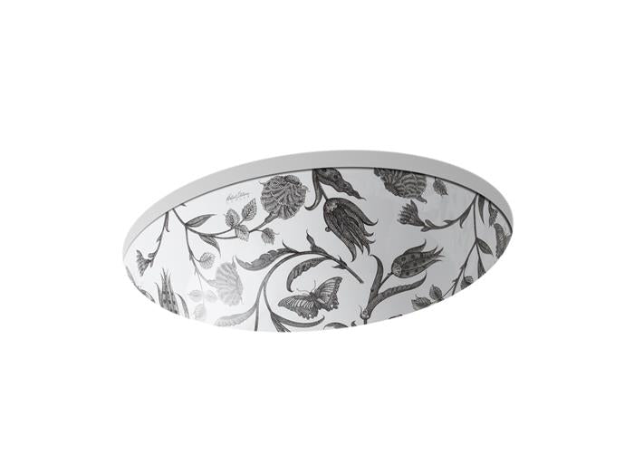 Kohler - Botanical Study Caxton 19-1/4 Inch Oval Undermount Bathroom Sink, No Overflow