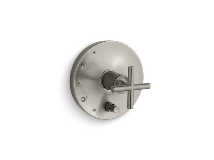 Kohler - Purist Rite-Temp Valve Trim With Push-Button Diverter And Cross Handle