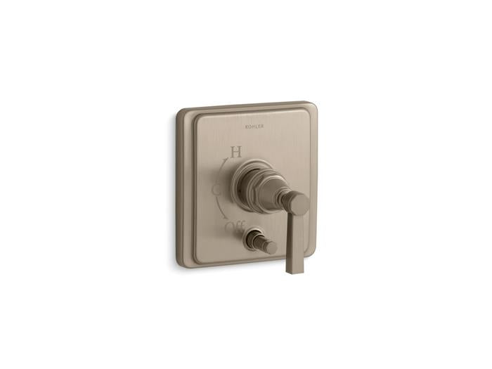 Kohler - Pinstripe Pure Rite-Temp Valve Trim With Push-Button Diverter And Lever Handle