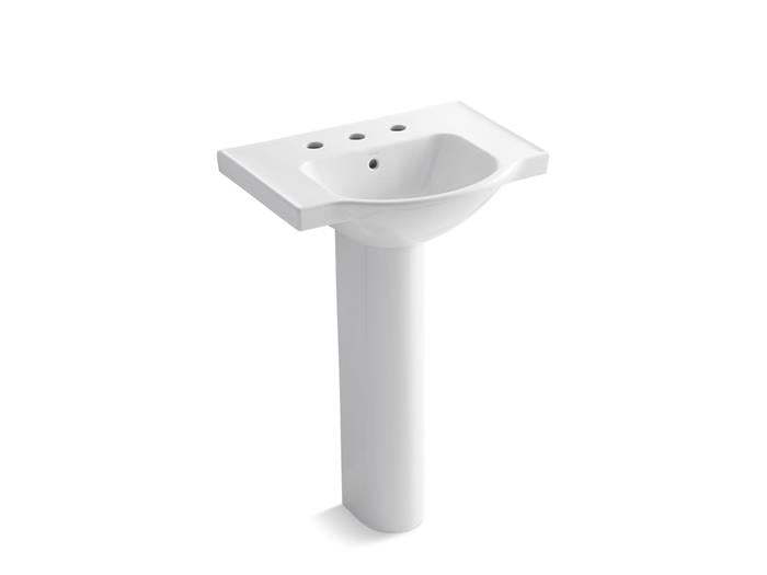 Kohler - 24 Inch Veer Pedestal Lavatory, 8 Cc