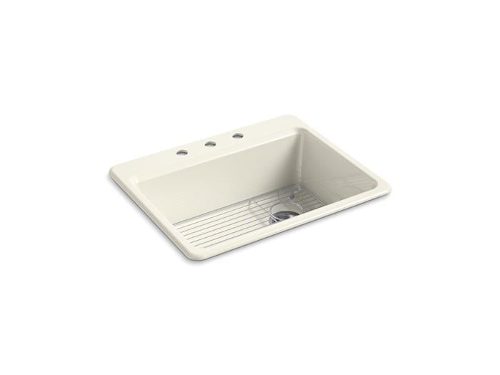 Kohler - Riverby 27 Inch Top-Mount Single-Bowl Kitchen Sink - 3-Hole