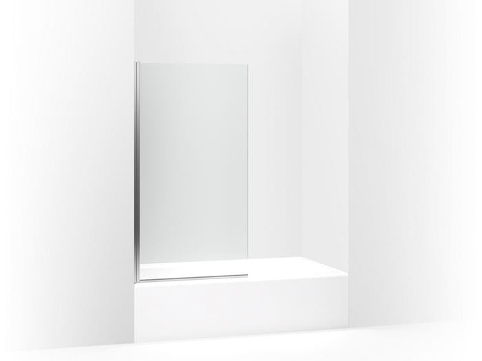 Kohler - Aerie Bath Screen, 56-15/16 X 32 Inch W With 1/4 Inch Thick Crystal Clear Glass And Square Corner - Bright Polished Silver