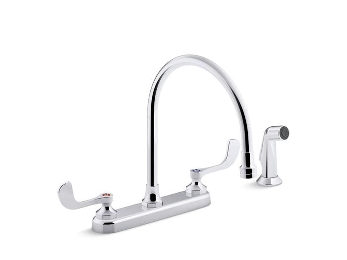 Kohler - Triton Bowe1.5 Gpm Kitchen Sink Faucet With 9-5/16 Inch, Matching Finish Sidespray Flow And Wristblade Handles
