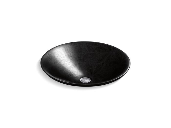 Kohler - Paisley 17-1/2 Inch Round Drop-In Bathroom Sink, No Overflow - Black Black