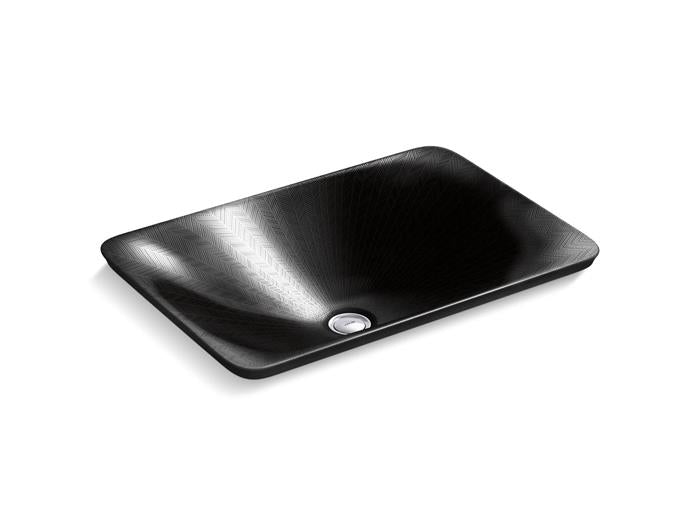 Kohler - Sartorial Herringbone Carillon 21 Inch Rectangular Drop-In Bathroom Sink, No Overflow - Black Black