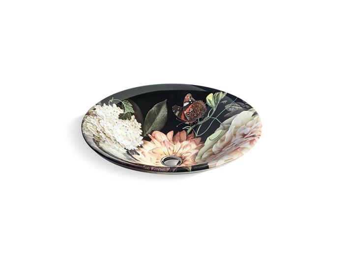 Kohler - Dutchmaster 17-3/4 Inch Round Drop-In Bathroom Sink, No Overflow - Blush Floral