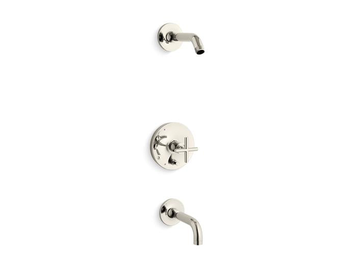 Kohler - Purist Rite-Temp Bath And Shower Trim Kit With Push-Button Diverter And Cross Handle