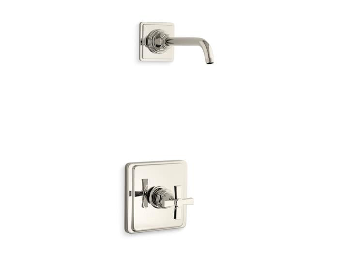 Kohler - Pinstripe Rite-Temp Shower Trim Kit With Cross Handle, Without Showerhead