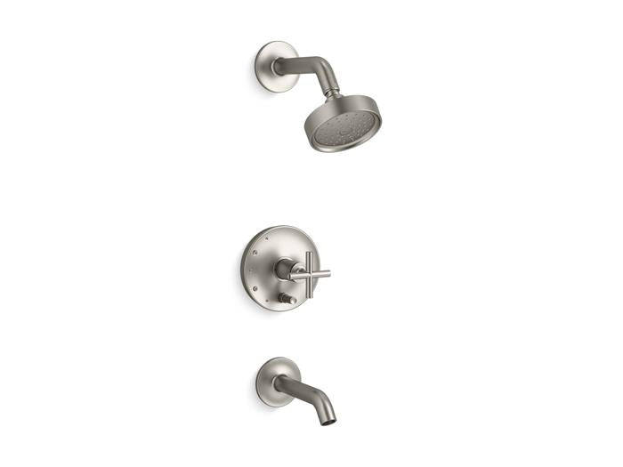 Kohler - Purist Rite-Temp Bath And Shower Trim Kit With Push-Button Diverter And Cross Handle, 1.75 Gpm