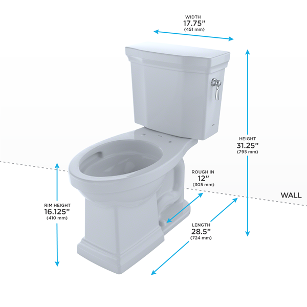 Toto - Promenade II Two-Piece Elongated 1.28 Gpf Toilet With Cefiontect And Right-Hand Trip Lever, Cotton White