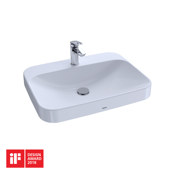 Toto - Arvina Rectangular 23 Inch Vessel Bathroom Sink With Cefiontect For Single Hole Faucets, Cotton White