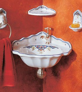 Herbeau - Neptune Earthenware Corner Hand Basin Single Hole