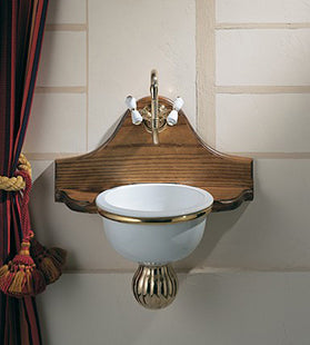 Herbeau - Rince Doigts Set With Wooden Support, Bowl in Any XX Handpainted Pattern
