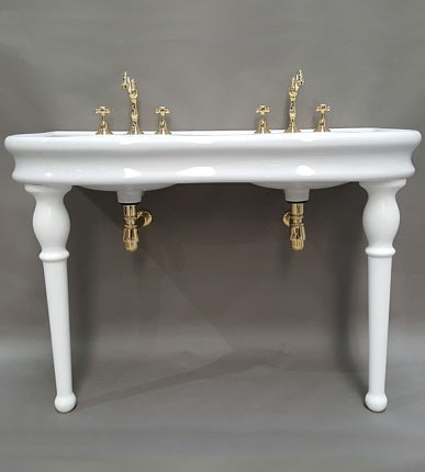 Herbeau - Belle Epoque Double Basin Lavatory Table Only in White
