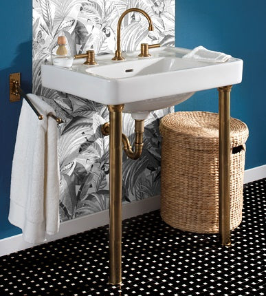 Herbeau - Art Deco 3-Hole Washbasin Only in White