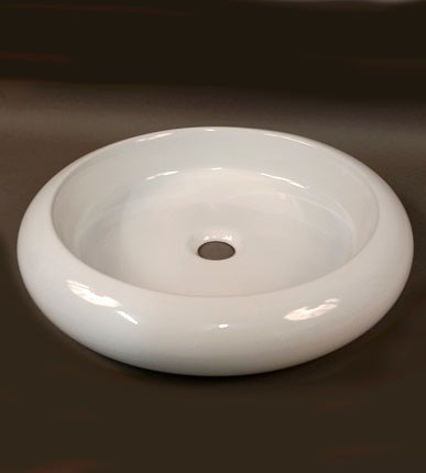 Herbeau - Lune Porcelain Round Contertop Lavatory Bowl in White