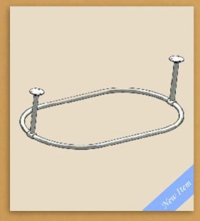 Herbeau - Art Nouveau Shower Curtain Bar with 2 ceiling mount supports